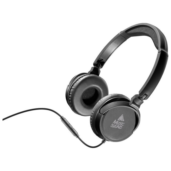 Music Sound Cuffie On-Ear Pieghevoli con Microfono Jack 3.5mm Nero
