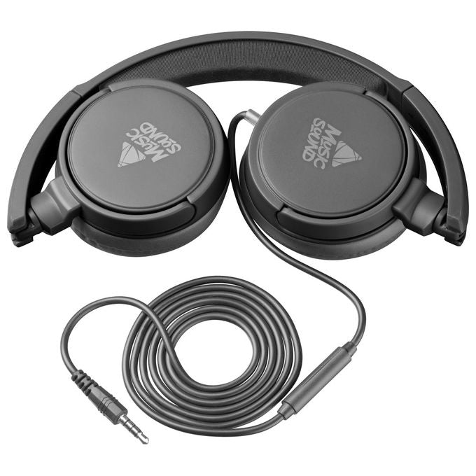 Music Sound Cuffie On-Ear Pieghevoli con Microfono Jack 3.5mm Nero