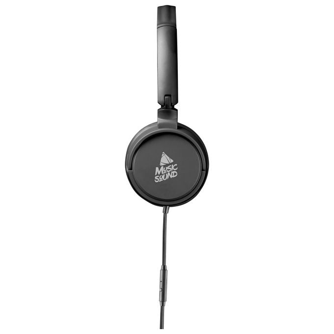 Music Sound Cuffie On-Ear Pieghevoli con Microfono Jack 3.5mm Nero