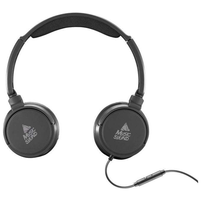 Music Sound Cuffie On-Ear Pieghevoli con Microfono Jack 3.5mm Nero