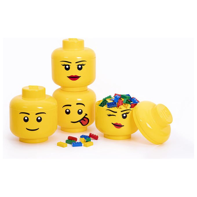 Room Copenhagen, Contenitore Lego, Testa Grande Silly, Giallo, Impilabile, Plastica