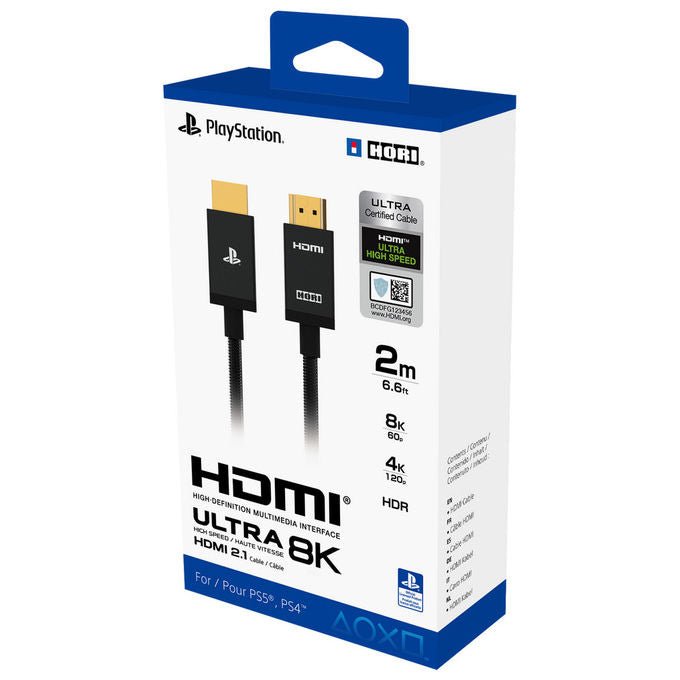 Hori, Cavo HDMI Ultra High Speed, 2.1, 8K 60Hz, 4K 120Hz, 2 m, Nero, Licenza Ufficiale Sony - Yeppon