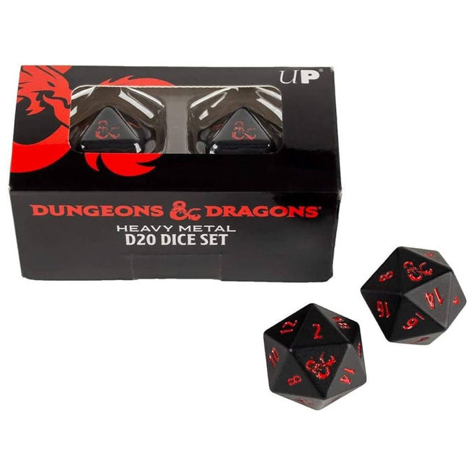 Ultra Pro Set di Dadi D20 in Metallo Nero e Rosso Dungeons and Dragons