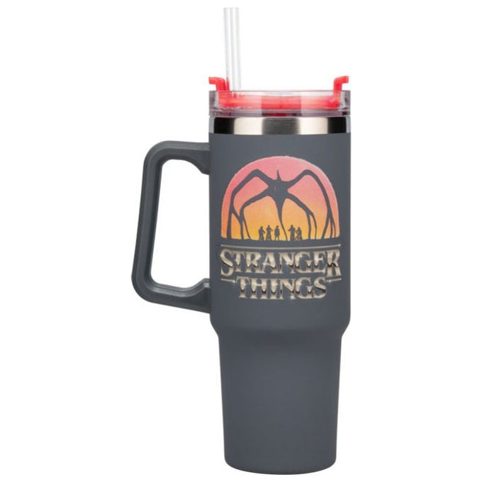 Paladone Products Bicchiere Termico Stranger Things con Cannuccia 900ml PVC-Metallo