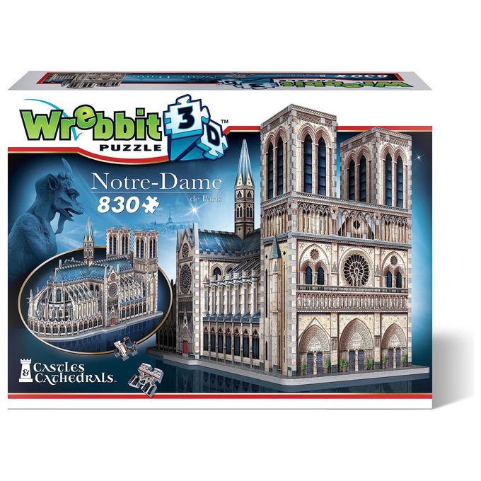 Wrebbit 3D, Notre-Dame de Paris, Puzzle 3D, 830 Pezzi, Multicolore