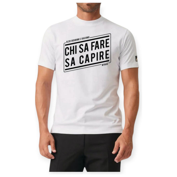Myagg T-Shirt Chi Sa Fare Sa Capire Bianca Taglia XL