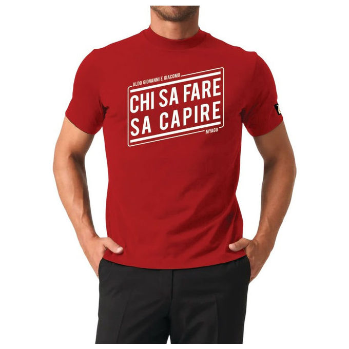 Myagg T-Shirt Chi Sa Fare Sa Capire Rossa Taglia L 100% Cotone