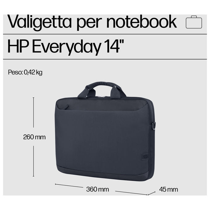 HP, Valigetta Porta Notebook 14 Pollici Everyday, Poliestere, Resistente all'Acqua
