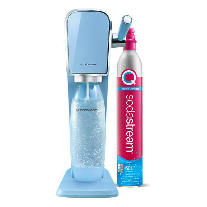 SodaStream 2270302 Art Gasatore Acqua Frizzante Leva Ergonomica Quick Connect Bottiglia 1L 60L CO2 colore Blu Acciaio