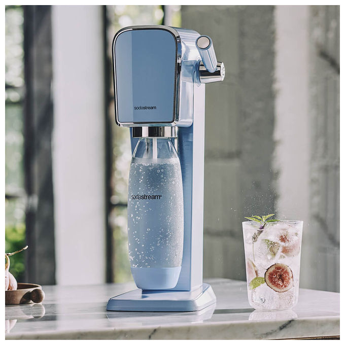 SodaStream 2270302 Art Gasatore Acqua Frizzante Leva Ergonomica Quick Connect Bottiglia 1L 60L CO2 colore Blu Acciaio