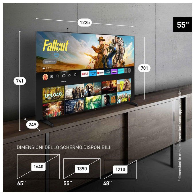 [ComeNuovo] Panasonic Tv OLED 4K Ultra HD 55 Pollici Smart Tv Fire Tv Dolby Vision e Atmos Nero
