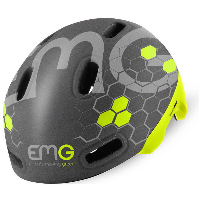 EMG Casco Bici-Monopattino Con Luce Led Omologato Grigio-Giallo Fluo Taglia L