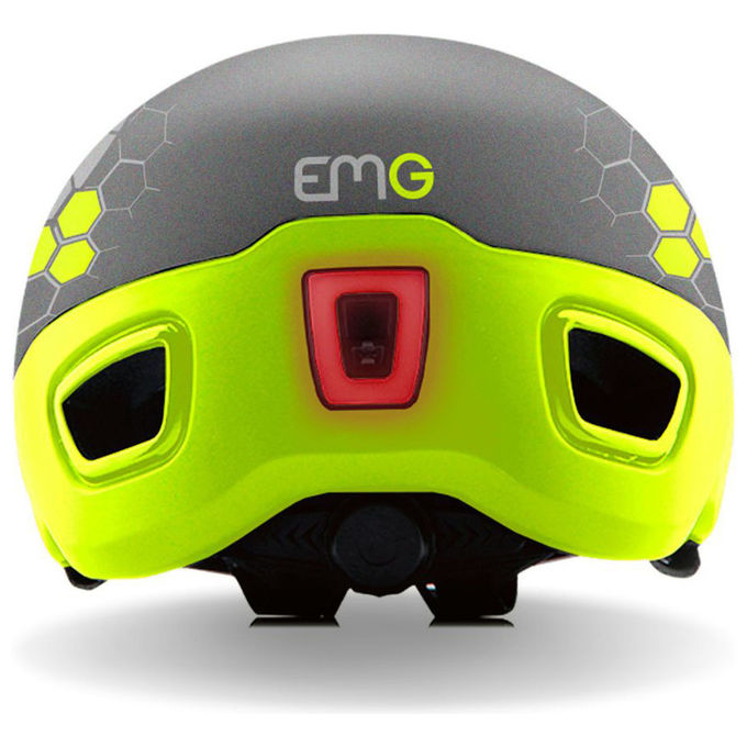 EMG Casco Bici-Monopattino Con Luce Led Omologato Grigio-Giallo Fluo Taglia L