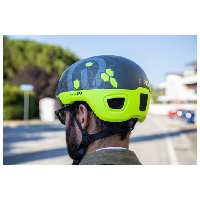 EMG Casco Bici-Monopattino Con Luce Led Omologato Grigio-Giallo Fluo Taglia L