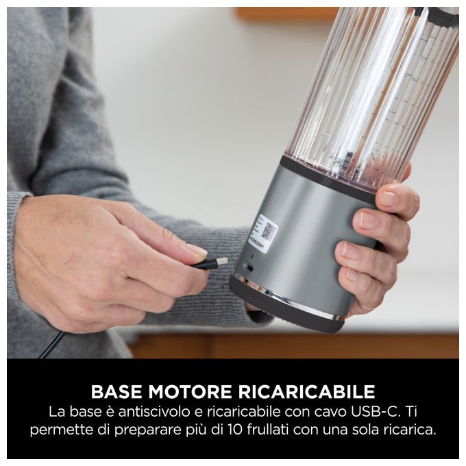 Ninja, Frullatore Portatile Blast, 0.53L, Blu Denim, Ricaricabile USB - C - Yeppon