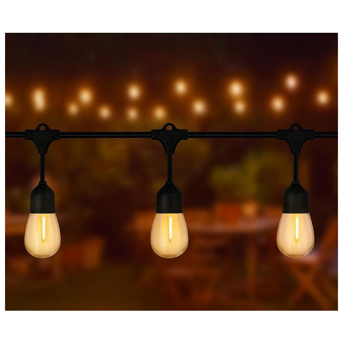New Majestic Catena Luminosa LED 15 Bulbi Luce Calda Esterno Solare