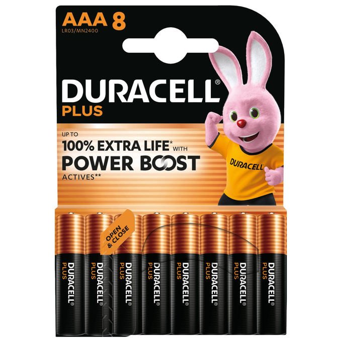 Duracell Plus, Batteria Ministilo AAA Alcalina, Confezione da 8