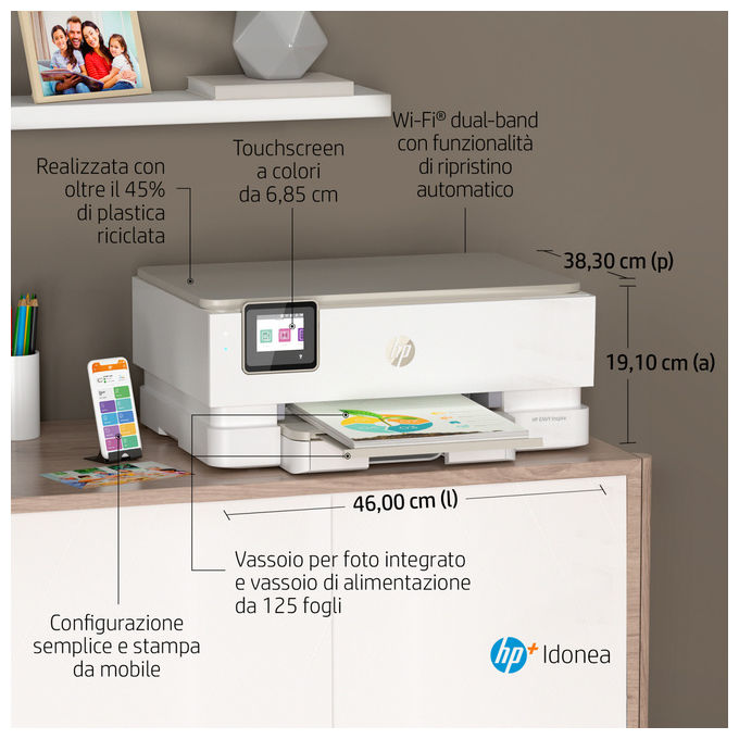HP, Envy Inspire 7224e, Stampante All-in-One, Wireless Colore, Instant Ink
