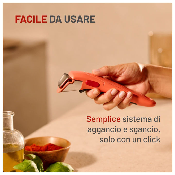 Lagostina, Manico Rimovibile Ingenio Corallo, Compatibile con corpi pentola Ingenio