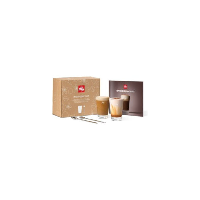 Illy Kit Indulgence 2 Bicchieri vetro 170ml 2 Cucchiaini design Ricettario