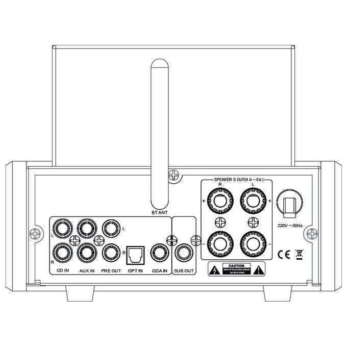 Irradio, Amplificatore Ibrido Valvolare, 50W RMS, Bluetooth, Nero