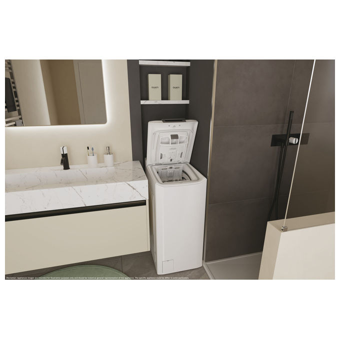 Hoover THOS486TM4-S Lavatrice Carica dall Alto 8 Kg 1400 Giri Classe B AI Weight Sense colore Bianco (86x41x60 cm)
