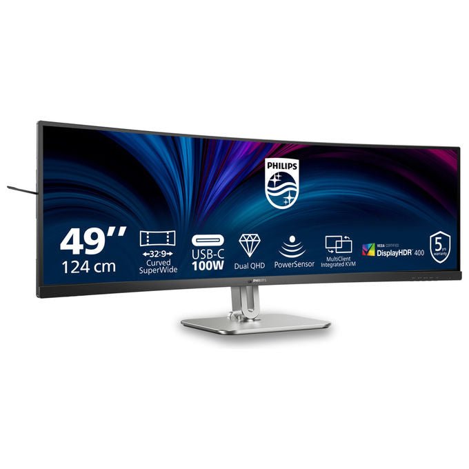 Philips, Monitor PC Curvo 49B2U5900C-00, 48.8'' Dual QHD, Nero