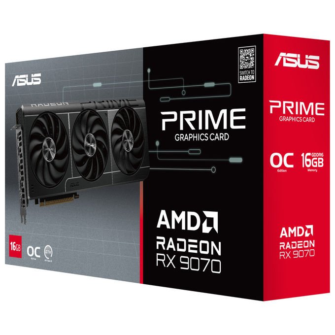 ASUS Prime RX9070 O16G EVO, AMD Radeon RX 9070, 16 GB GDDR6, Scheda Grafica