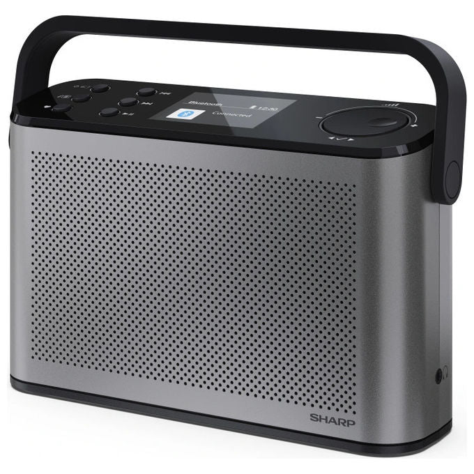 Sharp Radio Digitale Portatile DAB-DAB+ Display 2.4'' Bluetooth 5.3 Grigio Tempesta