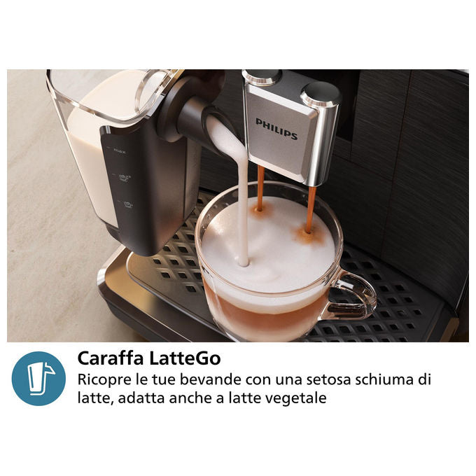 Philips, Macchina Caffe' Automatica, LatteGo EP2331-10, 4 Bevande, Nero