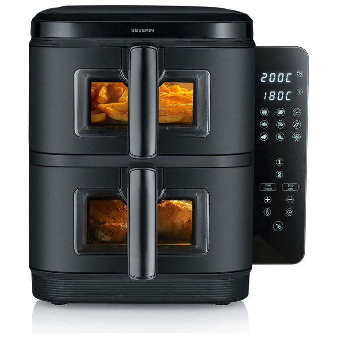 Severin FR2468 - Friggitrice ad Aria 2 Cestelli da 55 L 2600 W 9 Programmi Nero