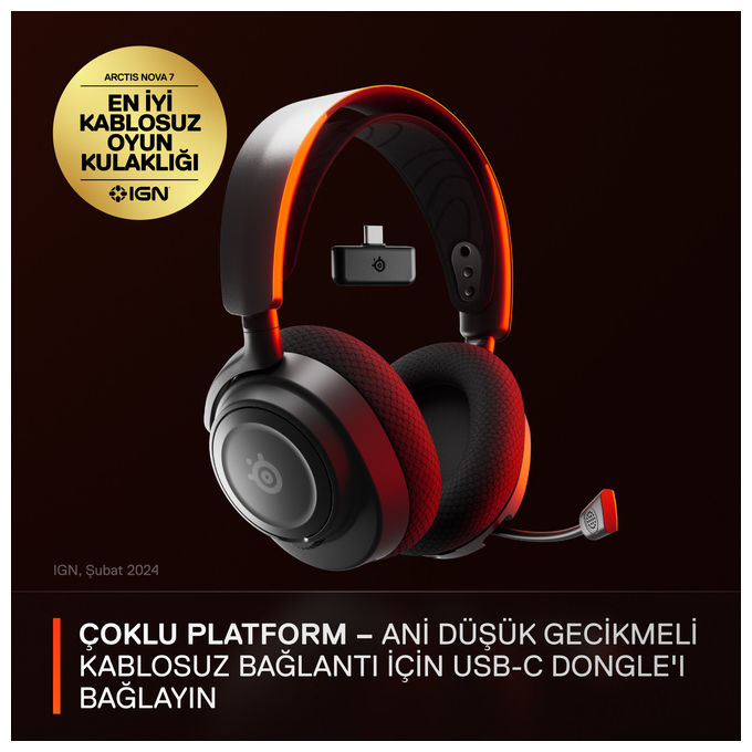 Steelseries Arctis Nova 7 Cuffie Gaming Wireless Nero