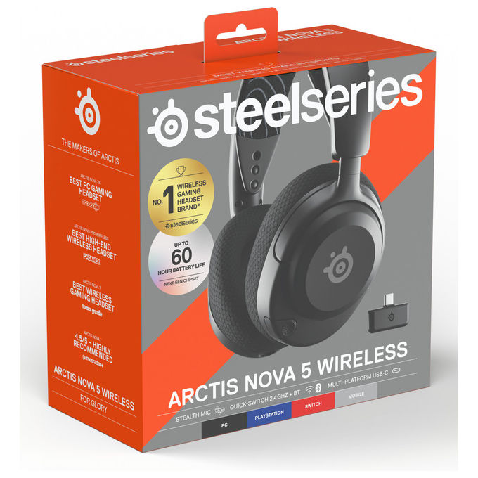 Steelseries Arctis Nova 5 Cuffie Gaming Wireless Nero Compatibile con PlayStation Switch Mac VR PC