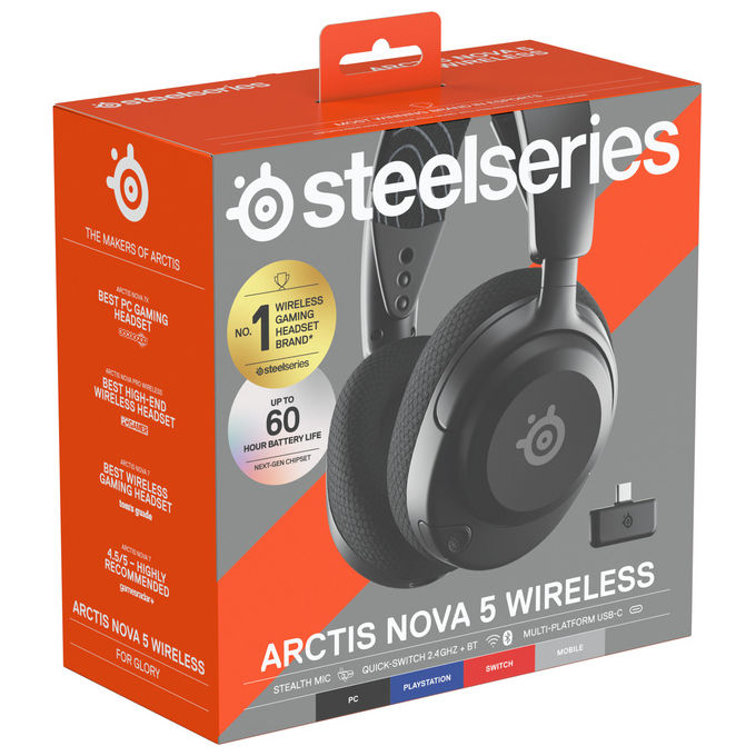 Steelseries Arctis Nova 5 Cuffie Gaming Wireless Nero Compatibile con PlayStation Switch Mac VR PC