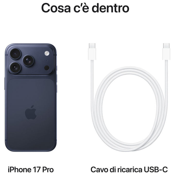 Apple MG8J4QL-A iPhone 17 Pro Smartphone 6.3'' OLED A19 Pro 256GB Tripla fotocamera 48MP 5G Wi-Fi 7 IP68 colore Blu
