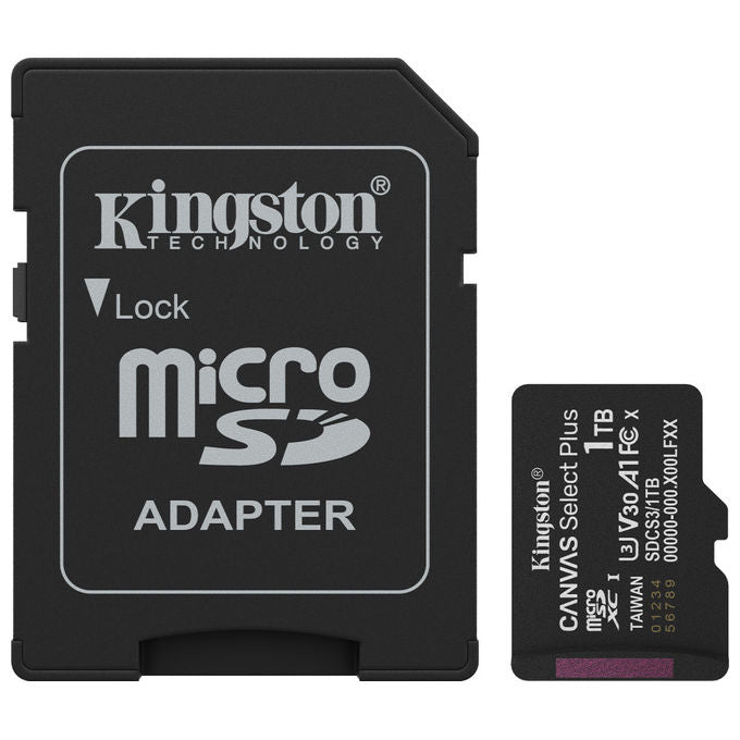 Kingston Technology MicroSDXC 1TB Canvas Select Plus Gen3 150MB-s A1 con Adattatore SD