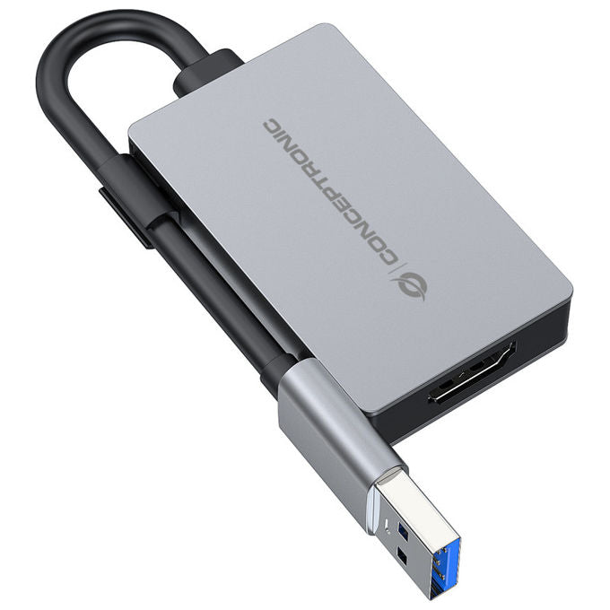 Conceptronic ABBY22G, Adattatore Grafico USB, 1920 x 1080 Pixel, Grigio