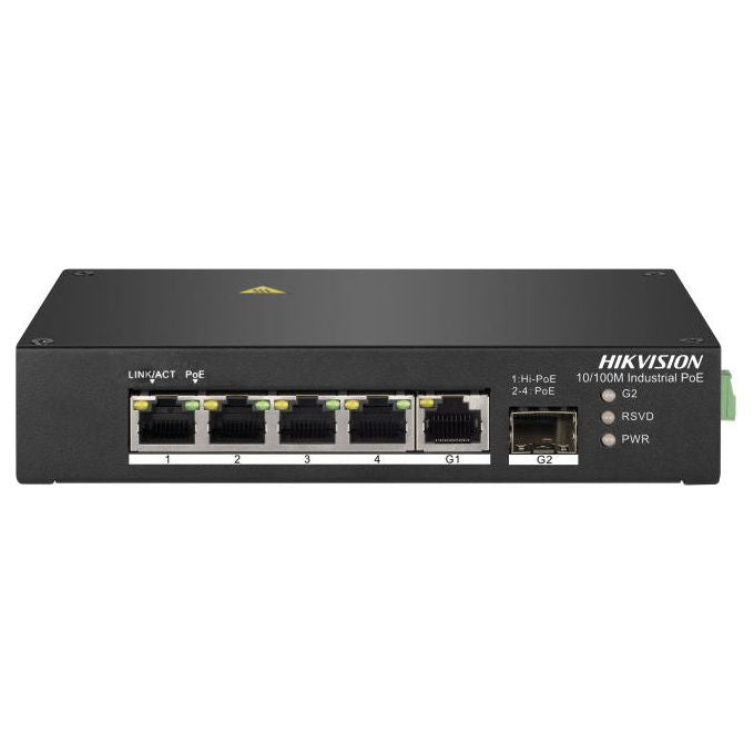 Hikvision Switch di Rete Non Gestito 5 Porte Fast Ethernet PoE Nero