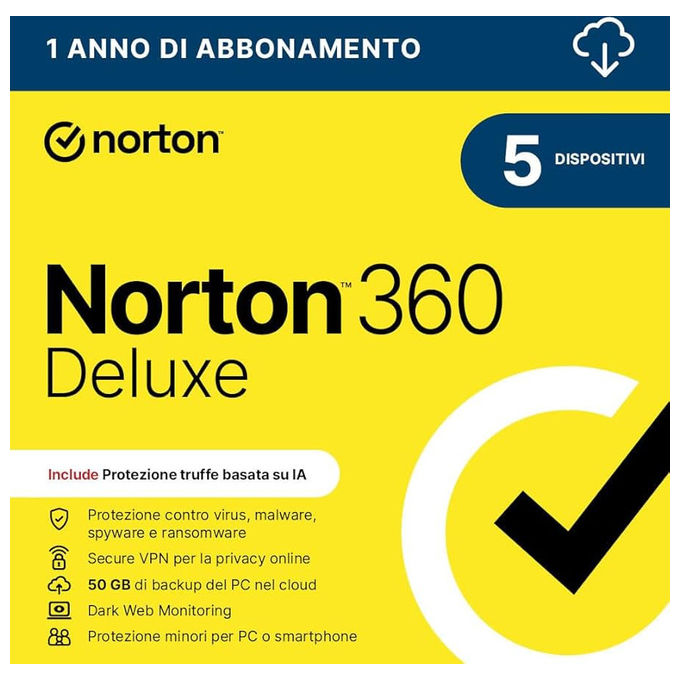 Norton 360 Deluxe 2026 Antivirus 5 Dispositivi 12 Mesi 50GB IT BOX