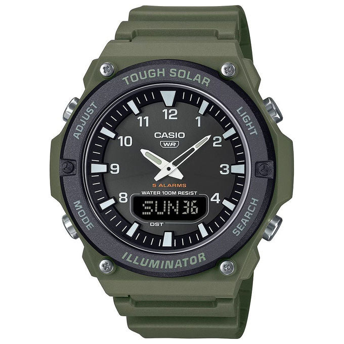 Casio, Orologio Sportivo Ana - digi Solare, Verde Militare, AQ - S820W - 3BVEF, Resina - Yeppon