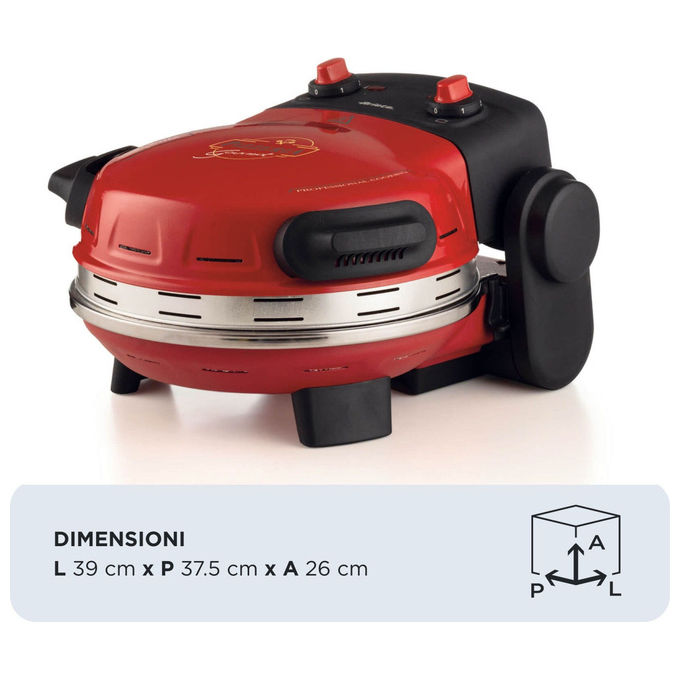 [ComeNuovo] Ariete 00C093400AR0 Pizzeria Gourmet Forno per Pizza Elettrico 1500W 400°C Pietra Refrattaria 31cm 3 min cottura colore Rosso
