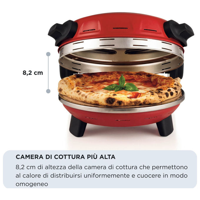 Ariete 934 Pizzeria Gourmet - Forno pizza elettrica con camera di cottura alta 1500W 400°C Pietra Refrattaria Rosso