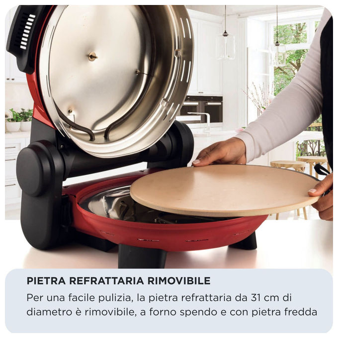 Ariete 934 Pizzeria Gourmet - Forno pizza elettrica con camera di cottura alta 1500W 400°C Pietra Refrattaria Rosso