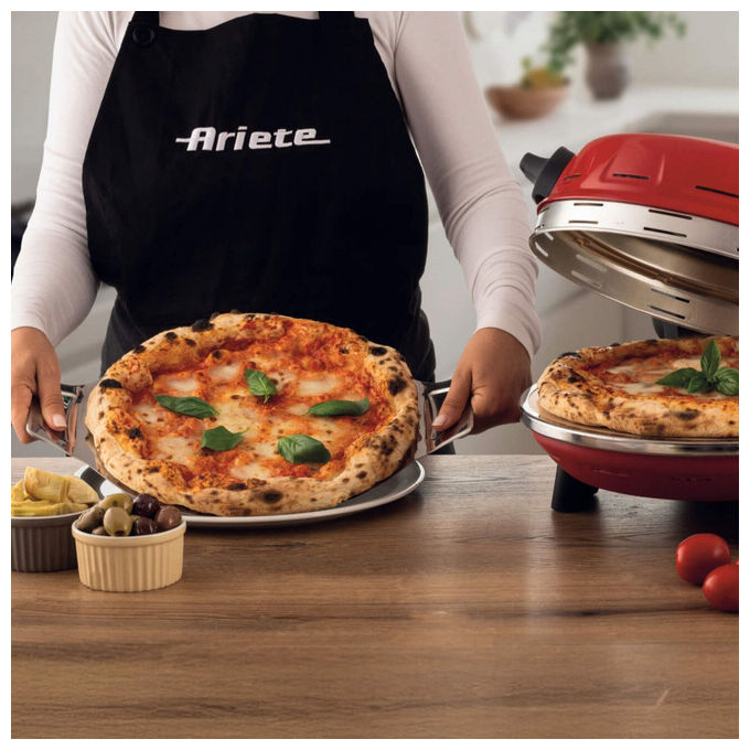 [ComeNuovo] Ariete 00C093400AR0 Pizzeria Gourmet Forno per Pizza Elettrico 1500W 400°C Pietra Refrattaria 31cm 3 min cottura colore Rosso