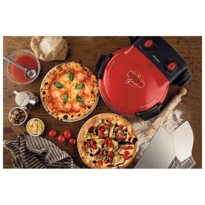 Ariete 934 Pizzeria Gourmet - Forno pizza elettrica con camera di cottura alta 1500W 400°C Pietra Refrattaria Rosso