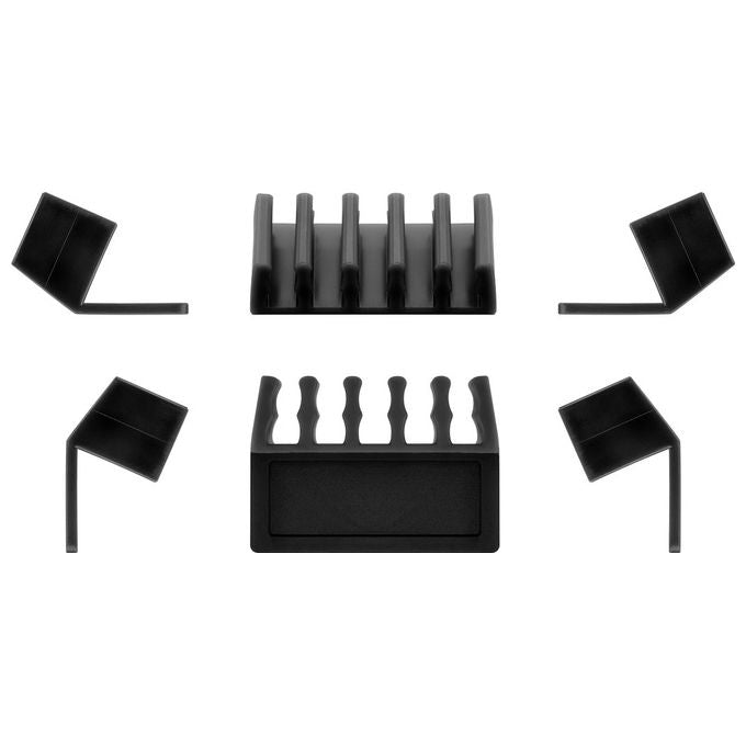 Goobay, Organizer per Cavi, Scrivania, Supporto Adesivo, Nero, Set 2 Pezzi