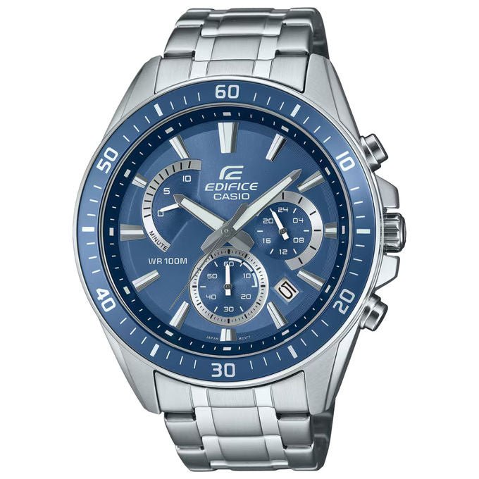 Casio, Orologio Cronografo Edifice EFR - 552D - 2AVUEF, Uomo, Argento, Blu - Yeppon
