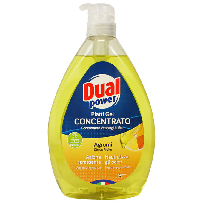 Dual Power Detersivo Piatti Gel Concentrato Agrumi 1lt con Dosatore