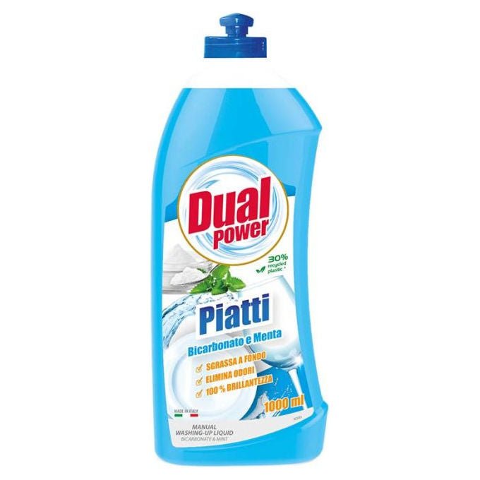 Dual Power, Detersivo Piatti Bicarbonato e Menta, 1 Litro - Yeppon