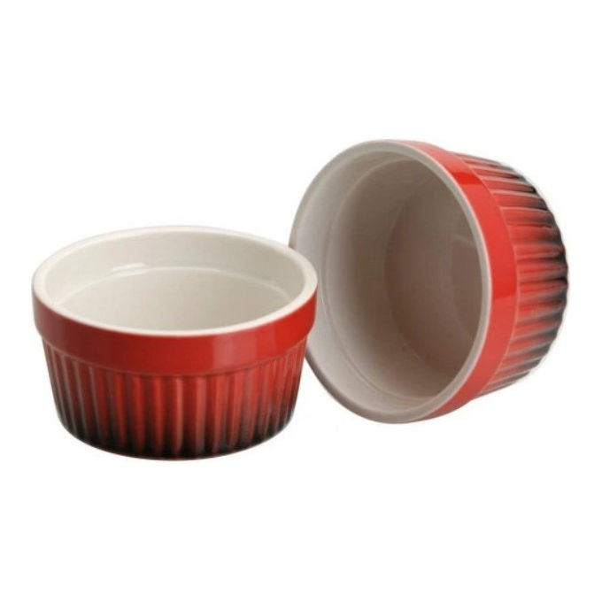 Koopman Set 2 Stampi da Forno in Ceramica 200 ml Arancioni Lavabili in Lavastoviglie